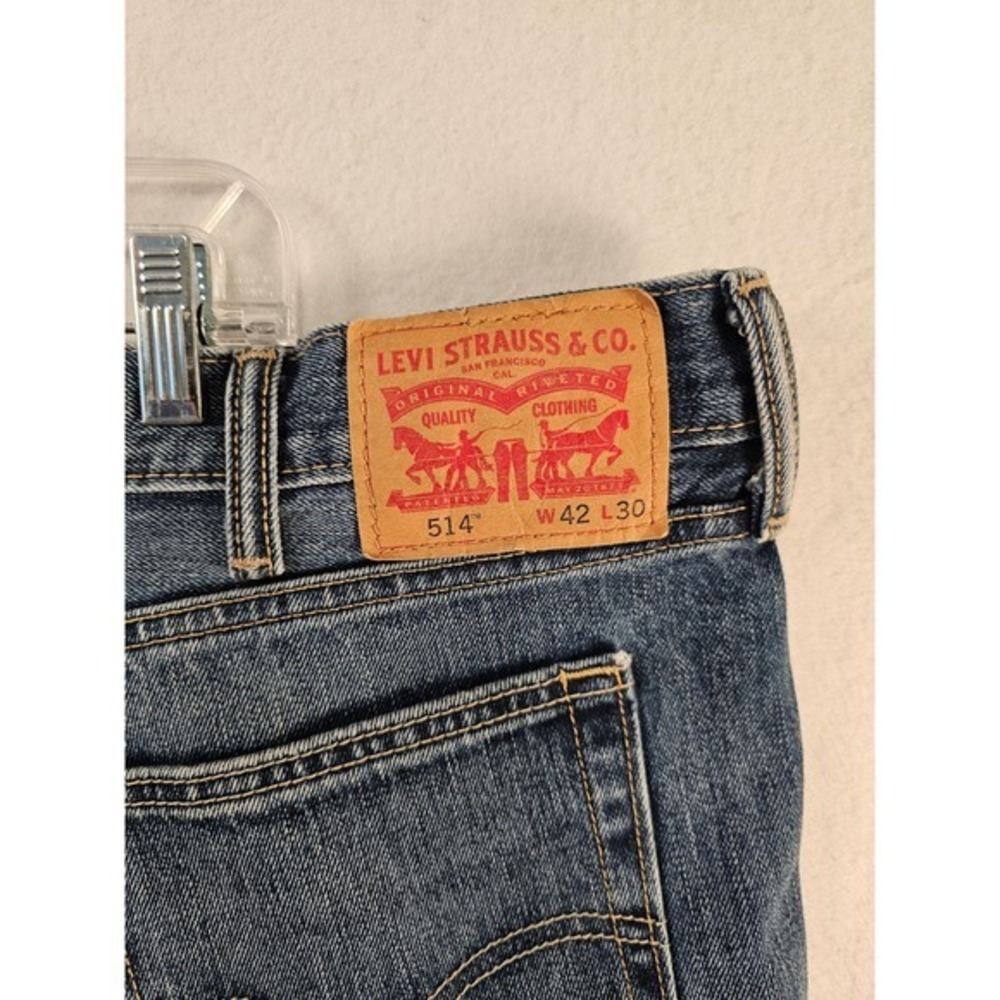 Levi's 514 Straight Fit Jeans - Mens Size 42x30 Blue Denim Classic Style #1614 - Picture 5 of 9